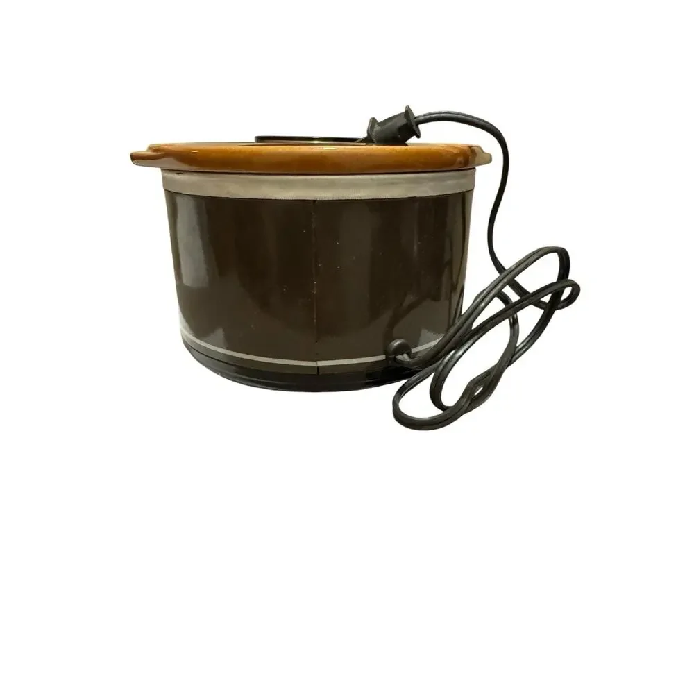 Vintage Rival Brown CROCK-ETTE 1 QUART Stoneware Slow Cooker Model 3200 Works